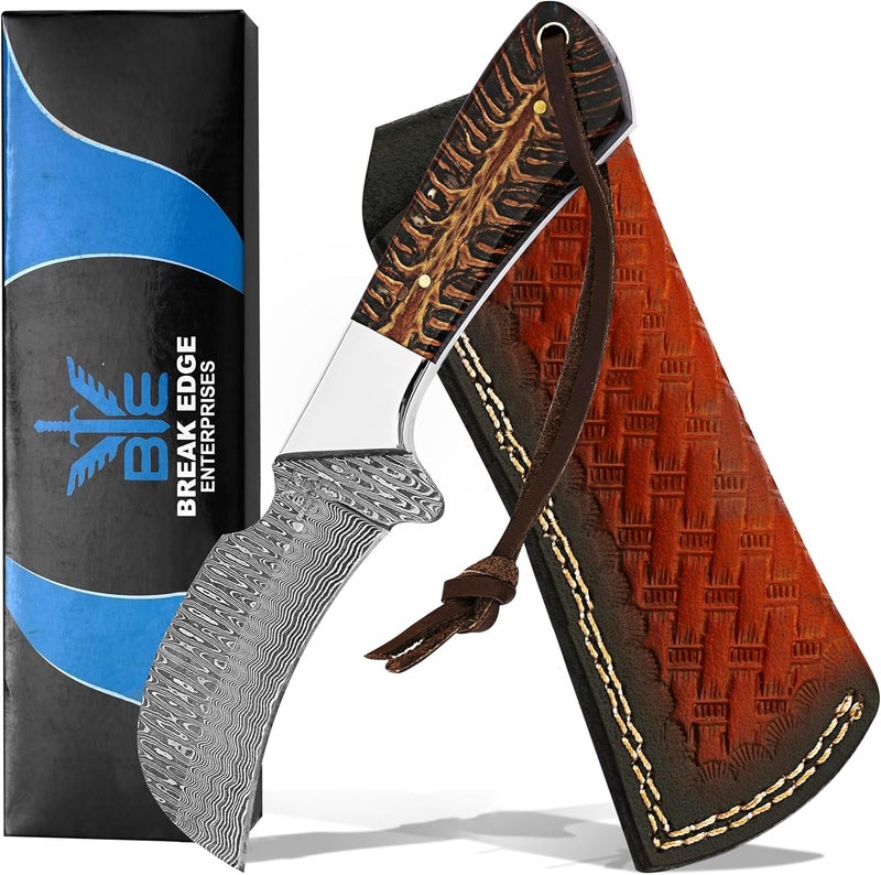 BE BREAK EDGE Handmade 1095 Steel Lineman’s Hawkbill knife with Leather sheath, Heavy Duty Utility Knife blade Electrician Wire Skinning knife for professional. - Image 1